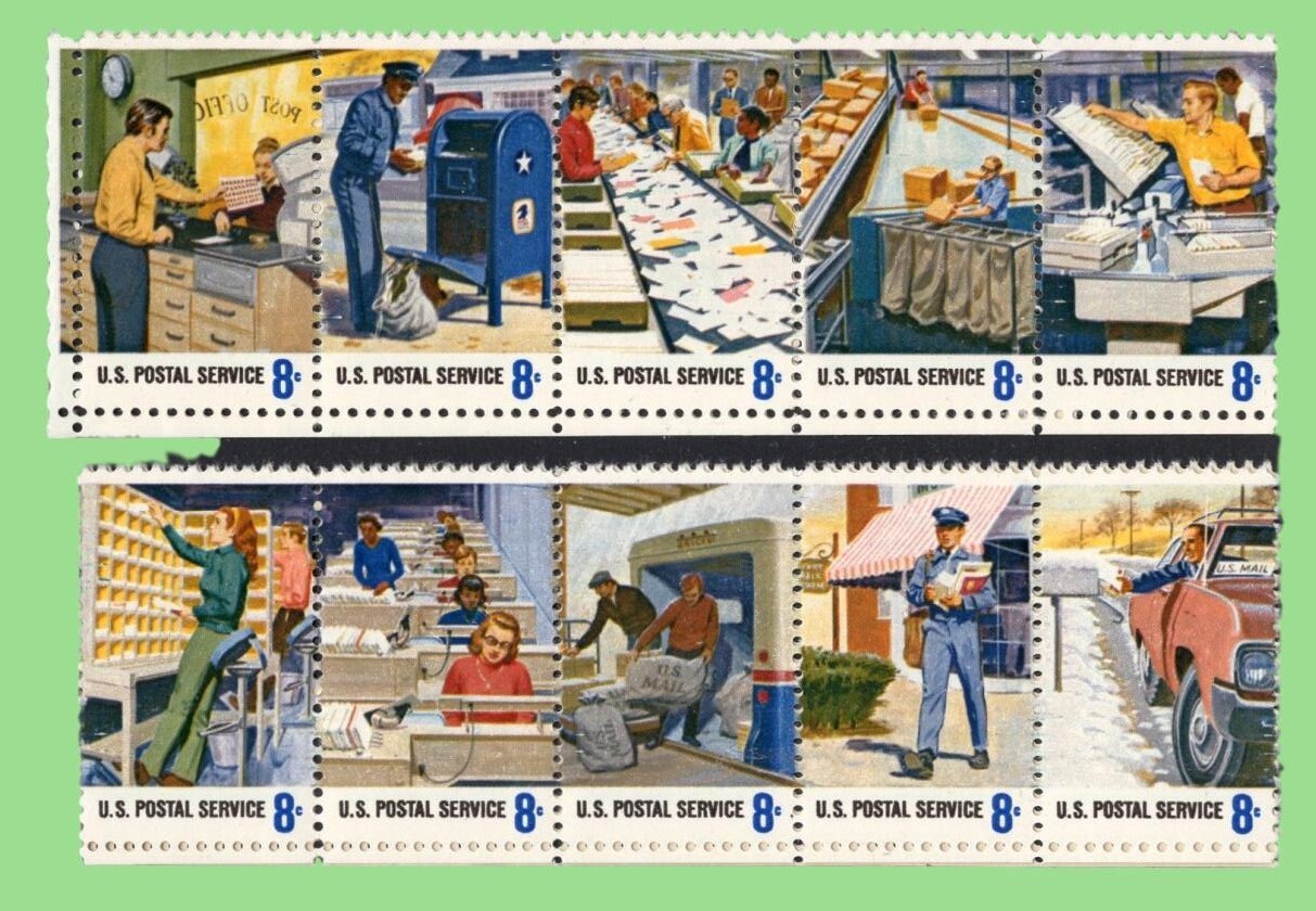 20 POSTAL EMPLOYEES Processing Mail (2 each of 10 different)