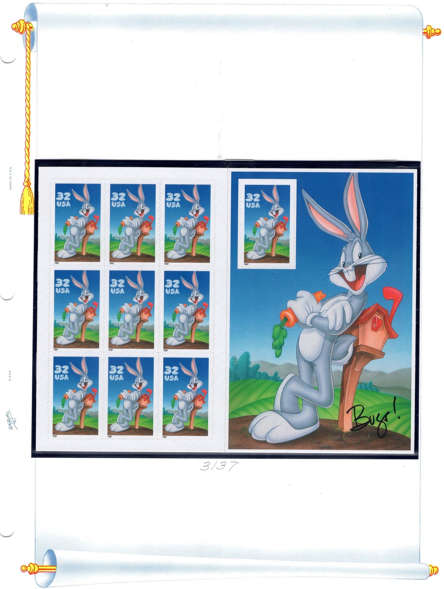 United States • Scott • 1 BUGS BUNNY Sheet of 10 LOONEY Tunes Mailbox • NH