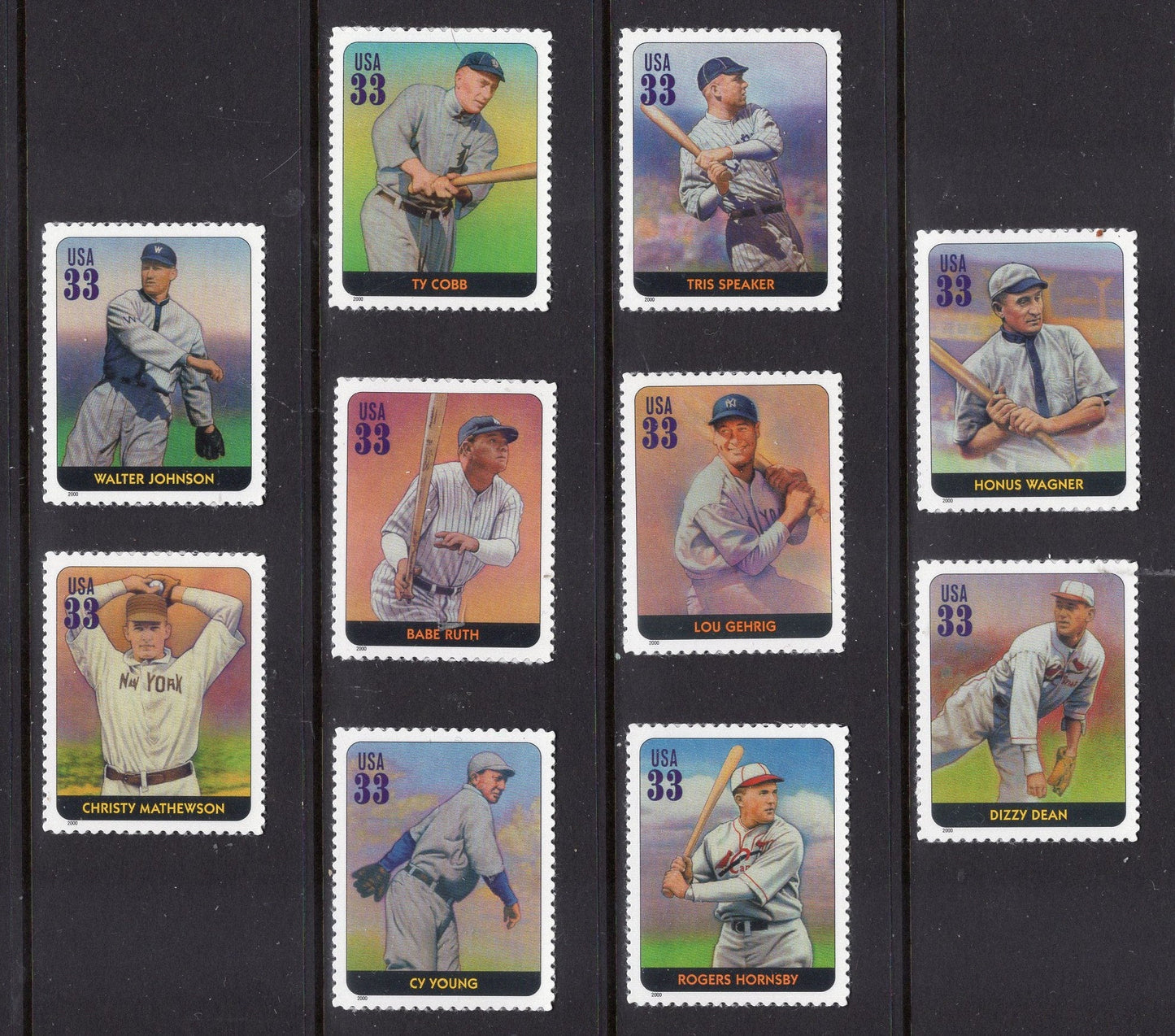 10 BASEBALL HALL of FAME Classic Players Ruth Cobb Young