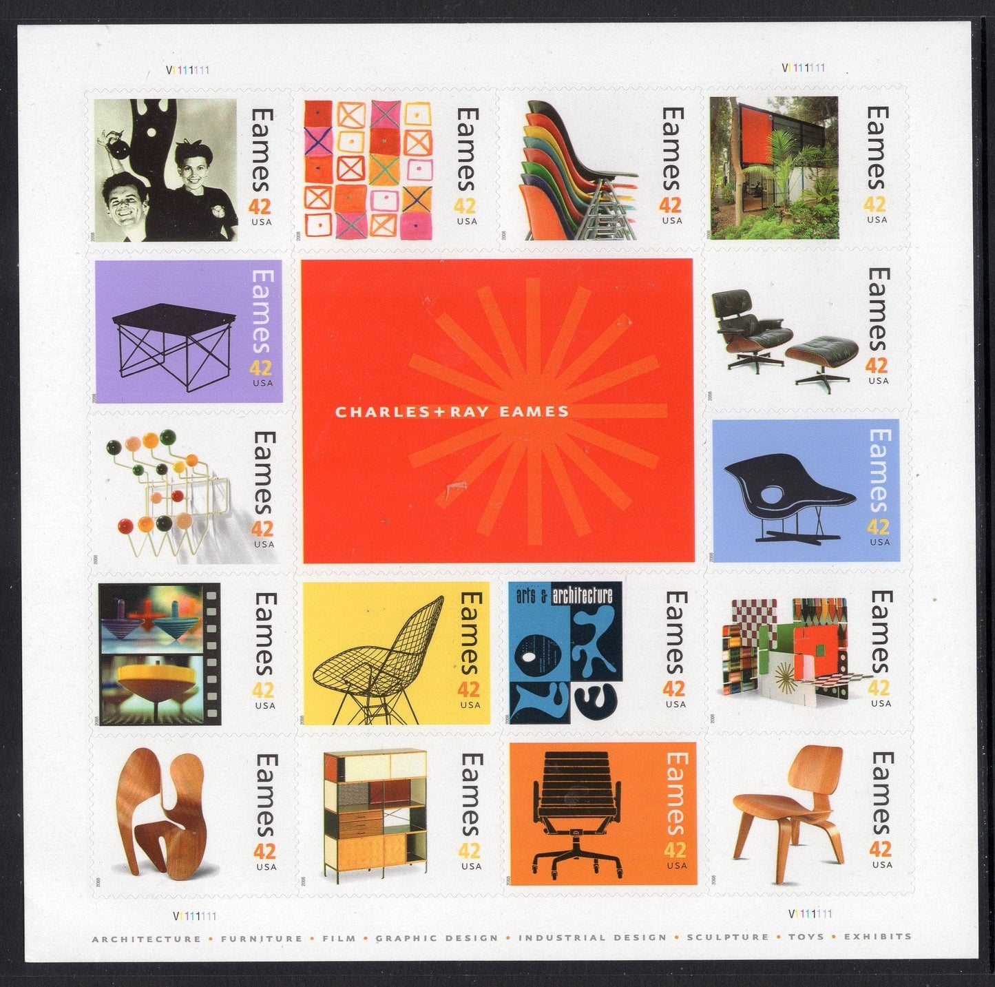 EAMES CHARLES and RAY Design Chairs Art Sheet of 16