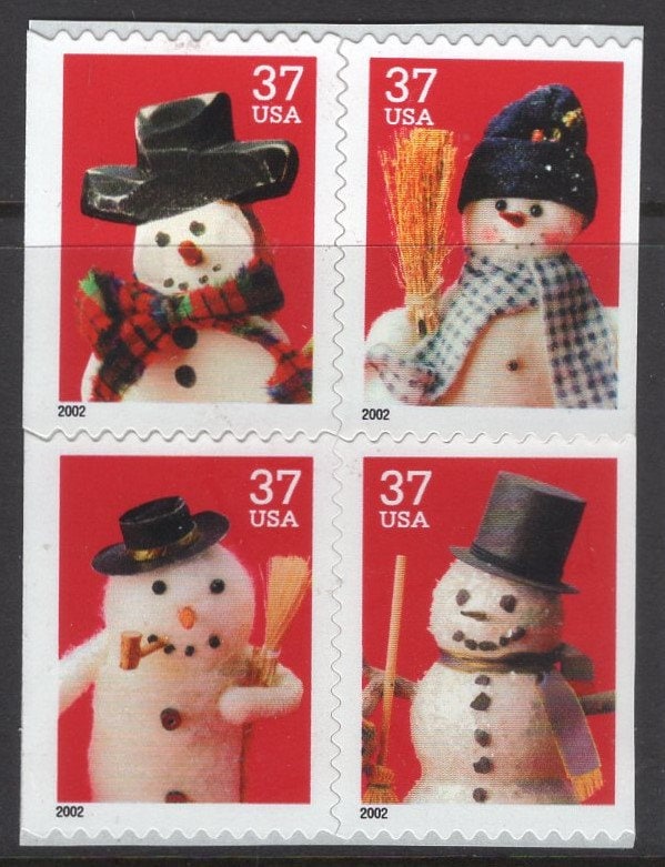 8 CHRISTMAS SNOWMEN (2 Blocks of 4)