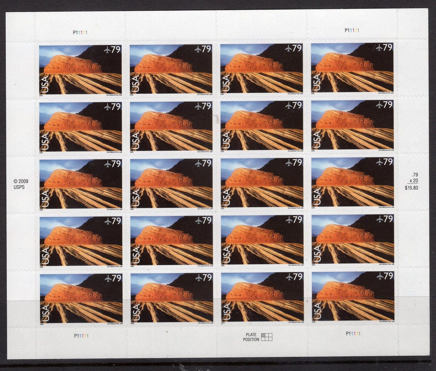 ZION NATIONAL PARK Utah Sheet of 20 Scenic Landscapes