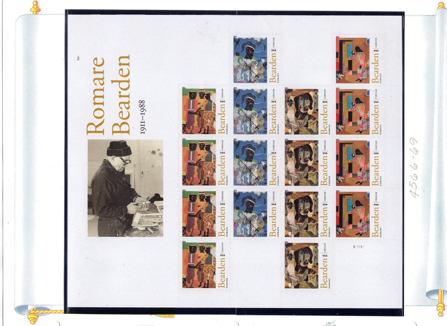 ROMARE BEARDEN ART Paintings Black American Heritage Decorative Sheet of 20