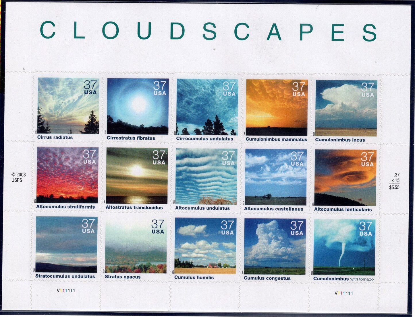 15 CLOUDSCAPES CLOUDS DECORATIVE Sheet of 15 Nature Sky Puffy Cumulus Nimbus Tornado
