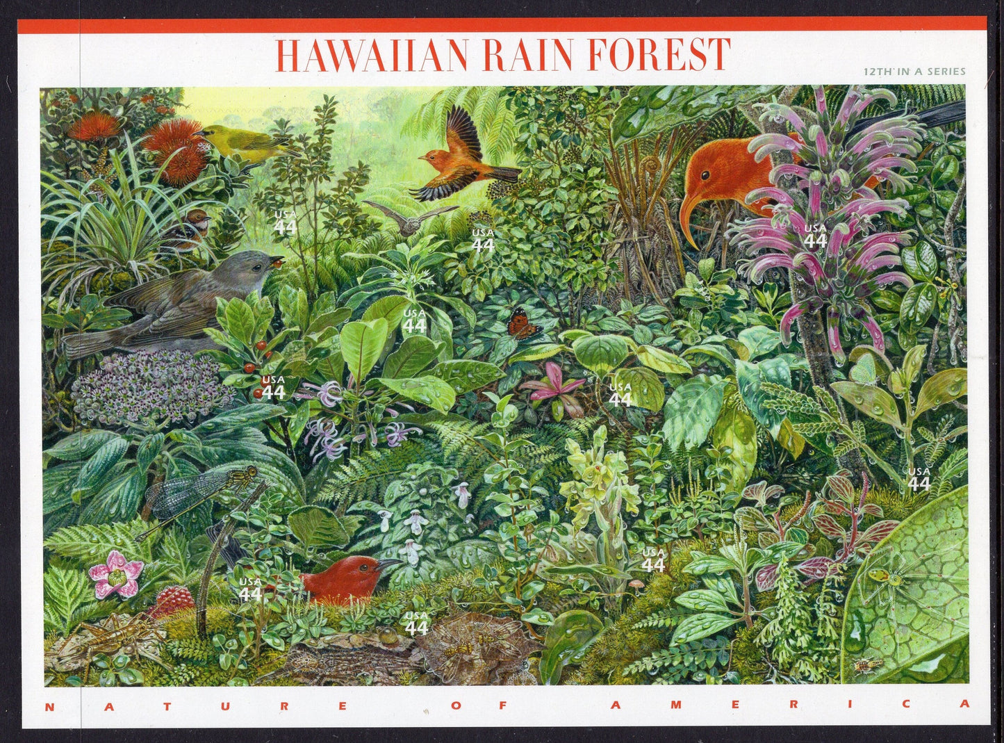 HAWAIIAN RAIN FOREST Scenic Sheet of 10 - Nature of America Series #12 of 12