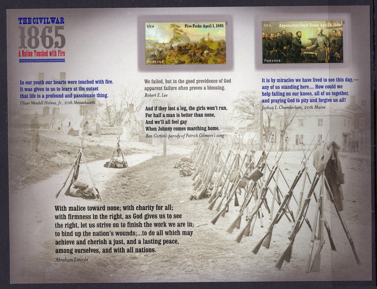CIVIL WAR 1865 ANNIVERSARY Sheet of 12 Five Forks Appomattox Surrender