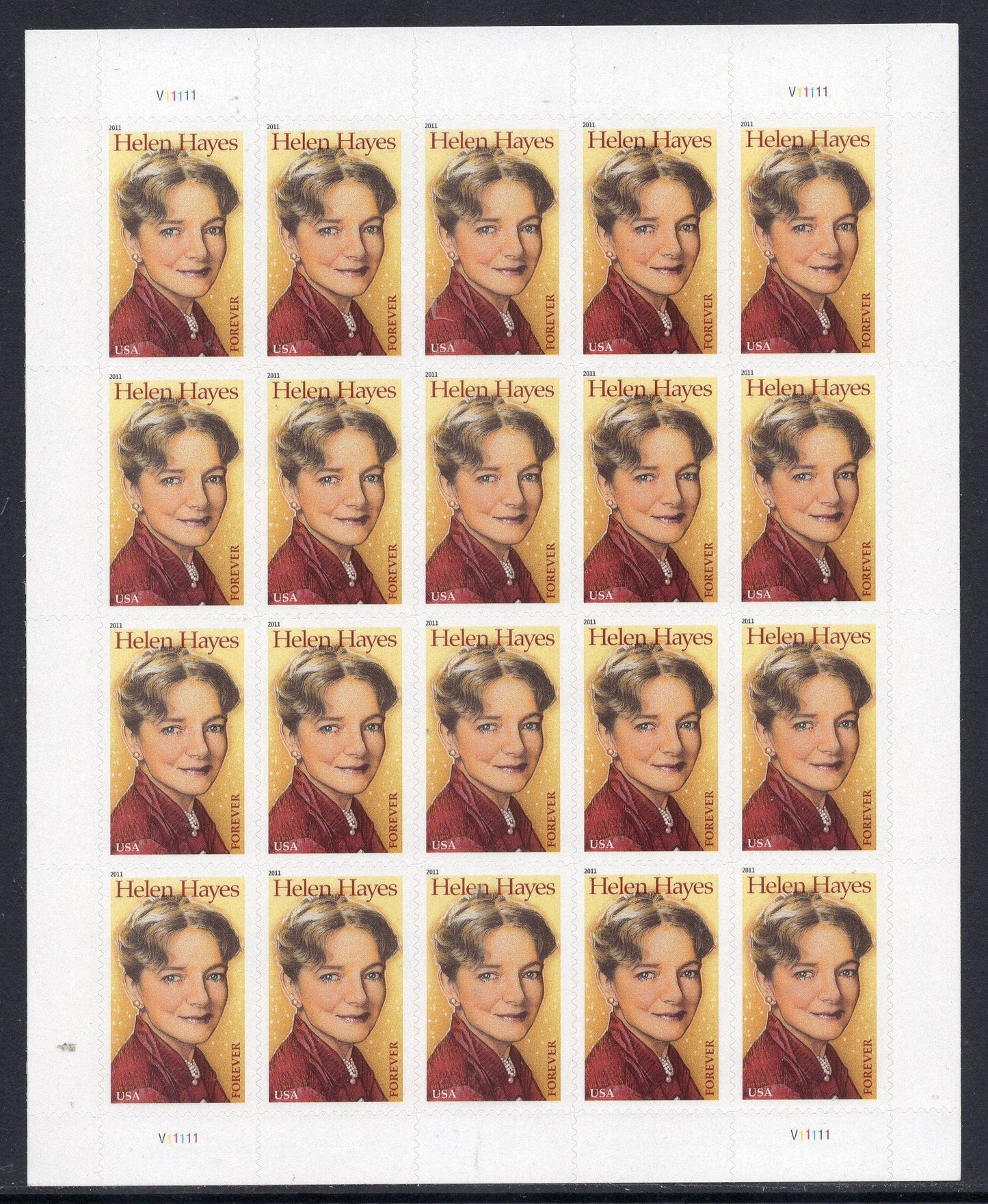 HELEN HAYES ACTRESS "First Lady of American Theatre" Self-adhesive Sheet of 20