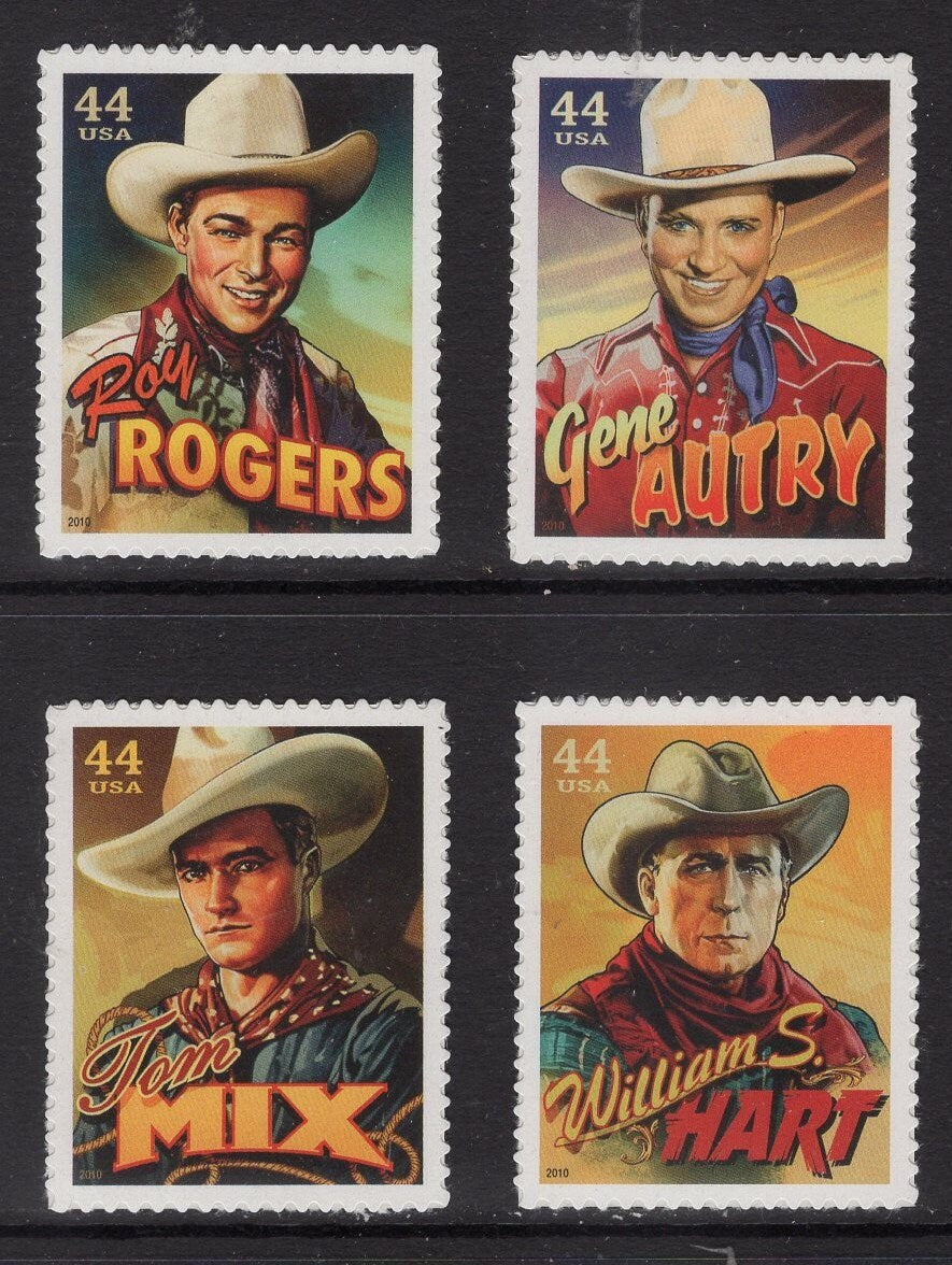 8 COWBOYS - 2 each: ROY ROGERS - Gene Autry - Tom Mix - William S Hart Film Silver Screen