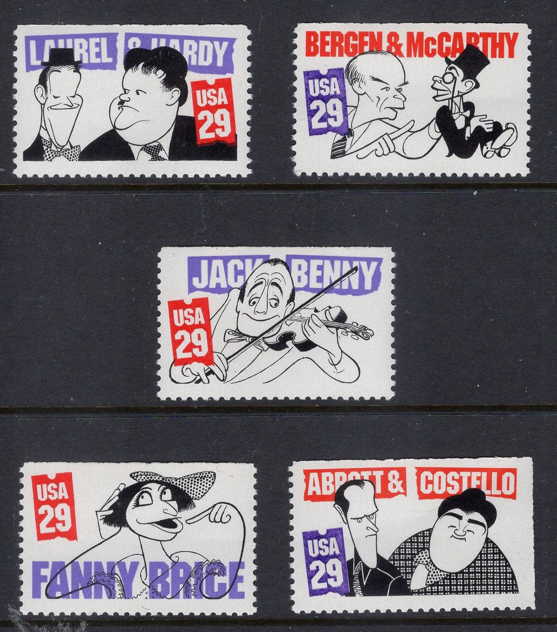 5 CLASSIC COMEDIANS LAUREL Hardy Jack Benny Abbott Costello Brice Edgar Bergen