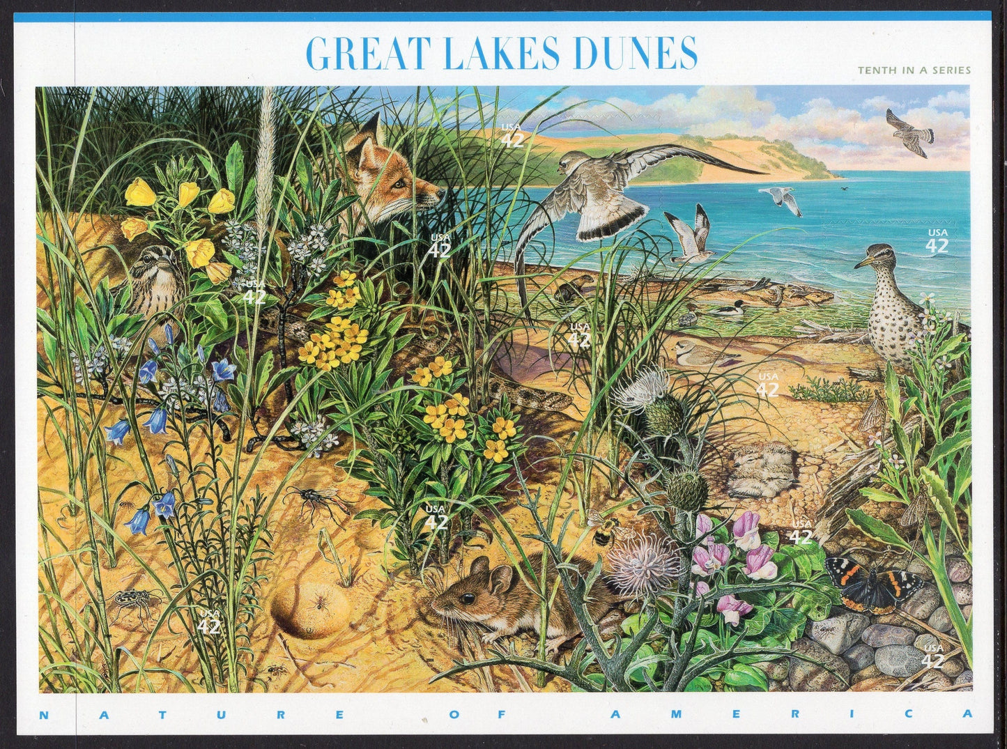 GREAT LAKES DUNES Sheet of 10 - Nature of America Series #10 of 12