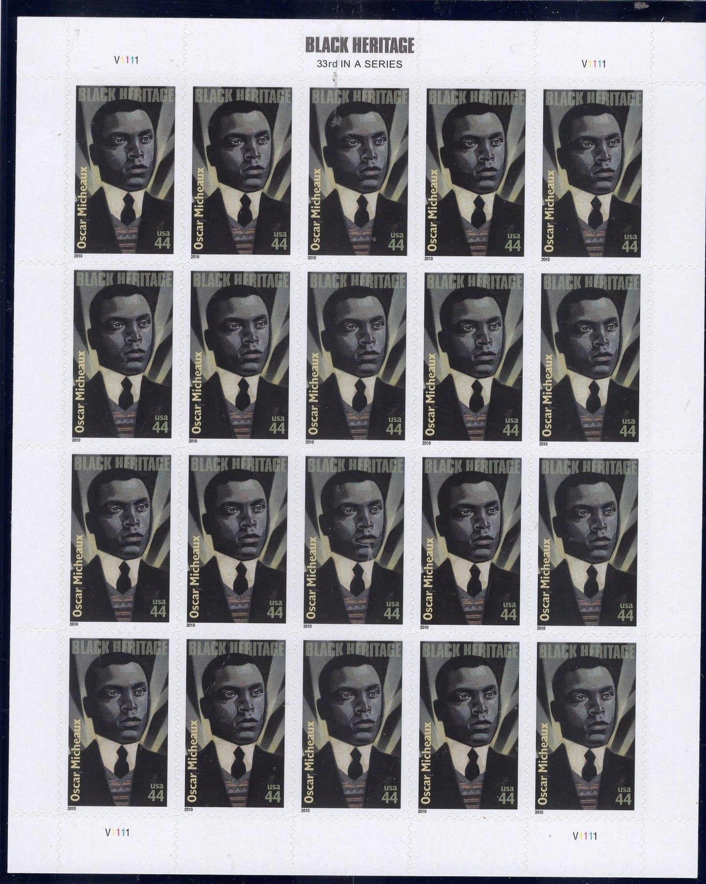 OSCAR MICHEAUX CINEMA Film Director Black American Heritage Sheet of 20