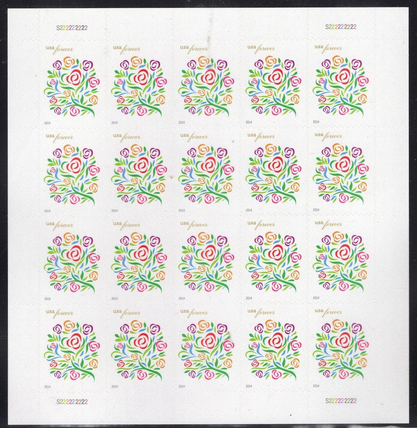 WEDDING FLOWERS LOVE Sheet of 20