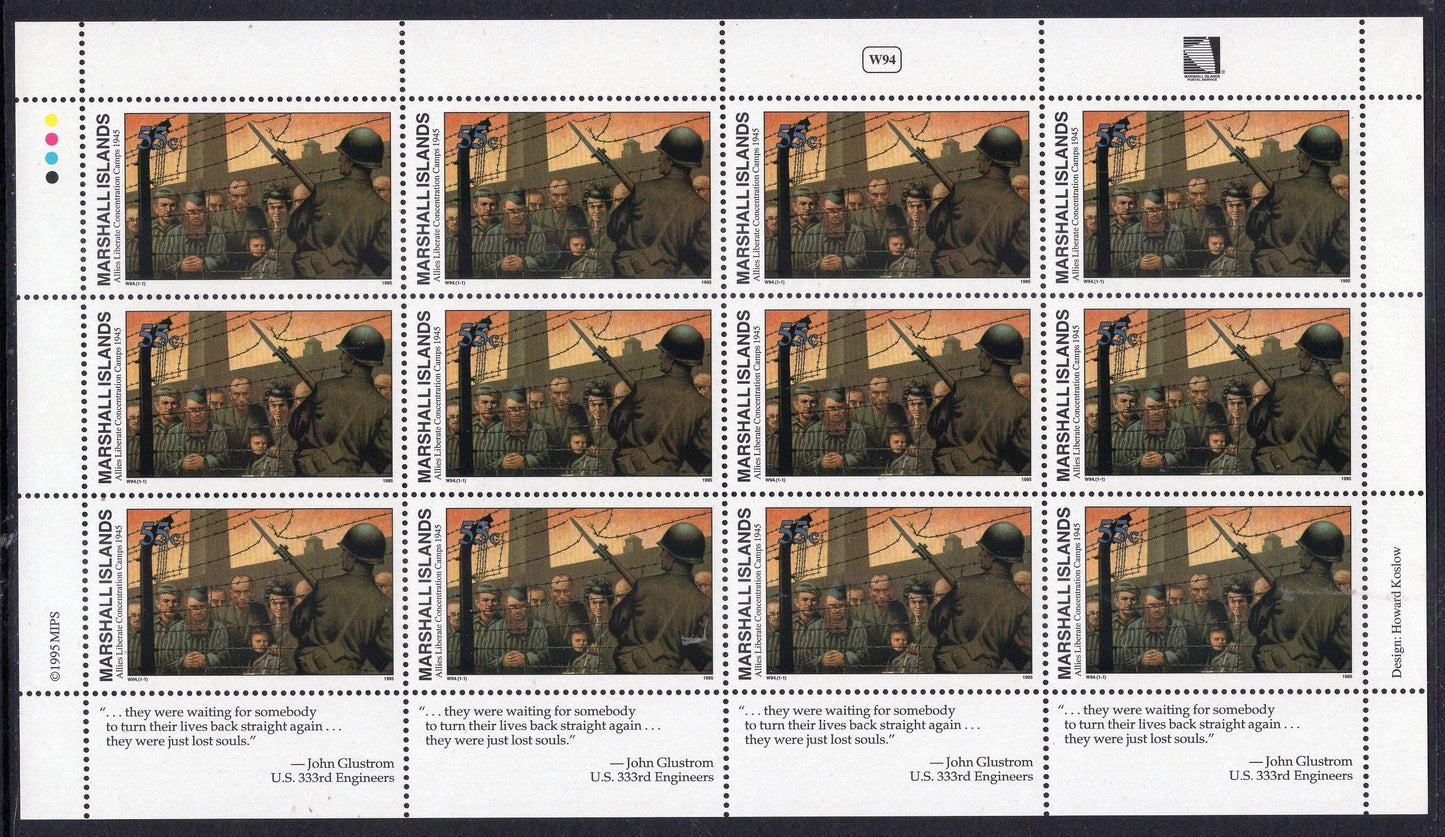 CONCENTRATION CAMPS FreeD Jewish Holocaust Military War 2 Marshall Islands Sheet of 12 with Tabs