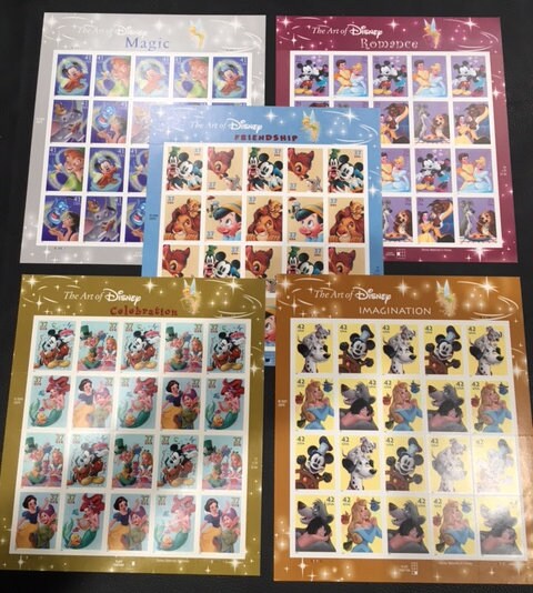 DISNEY COMPLETE COLLECTION of 5 Sheets of 20 Friendship Romance Magic Celebration Image USA