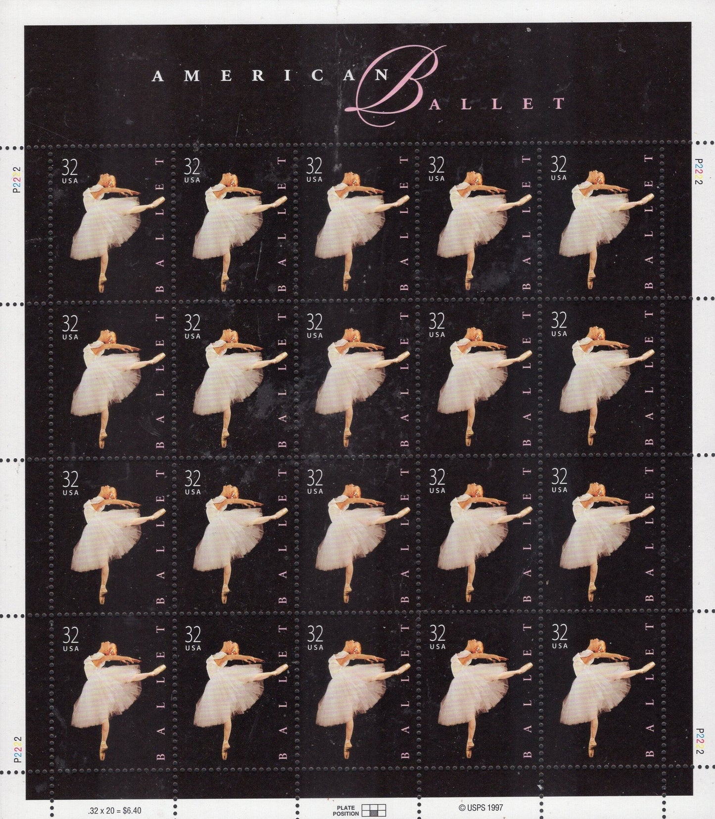 AMERICAN BALLET Sheet of 20 - 32c