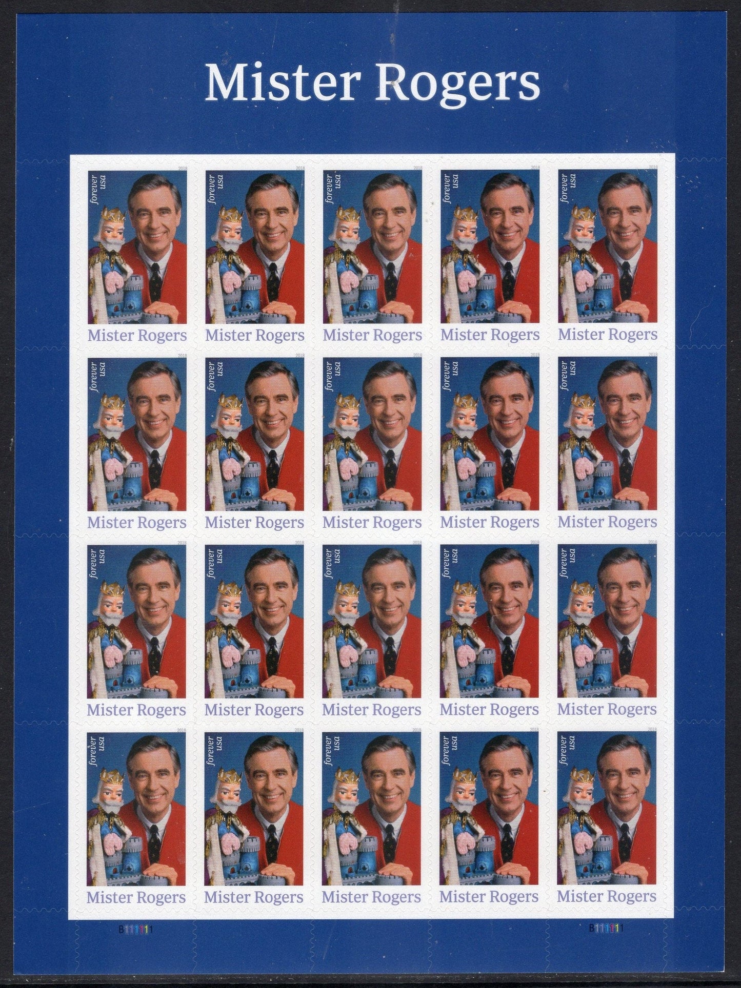 Mr. MISTER ROGERS Sheet of 20 TV Sweater