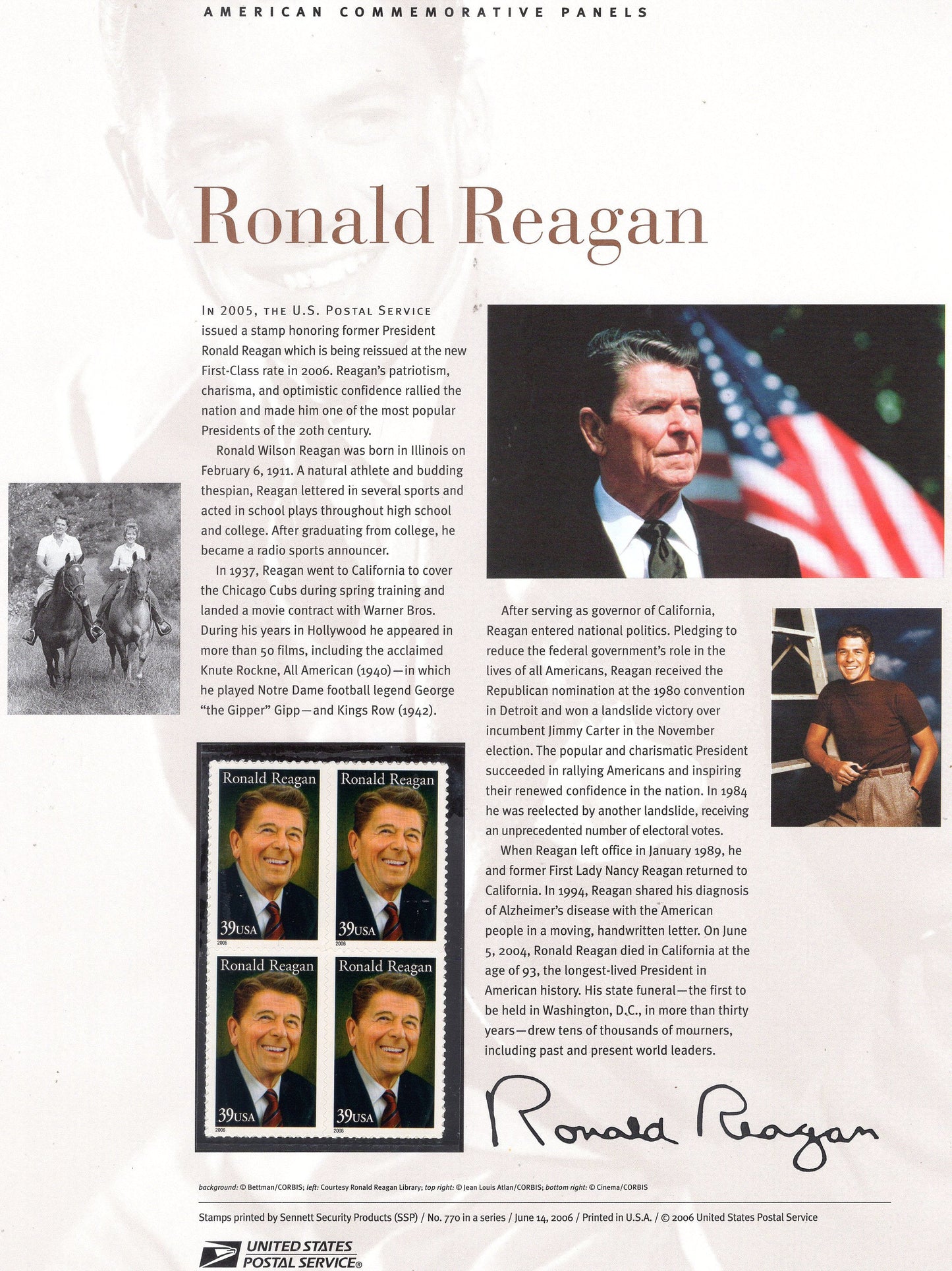 RONALD Wilson REAGAN 40th PRESIDENT - Actor - Governor - Republican - Flag - California - Berlin Wall - Alzheimer Patient