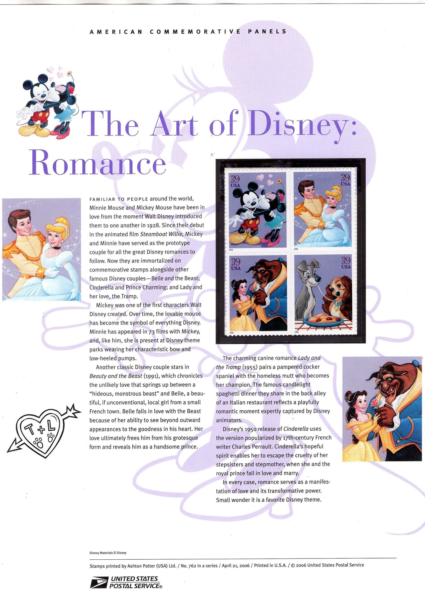 DISNEY ROMANCE BEAUTY & Beast Special Commemorative Panel