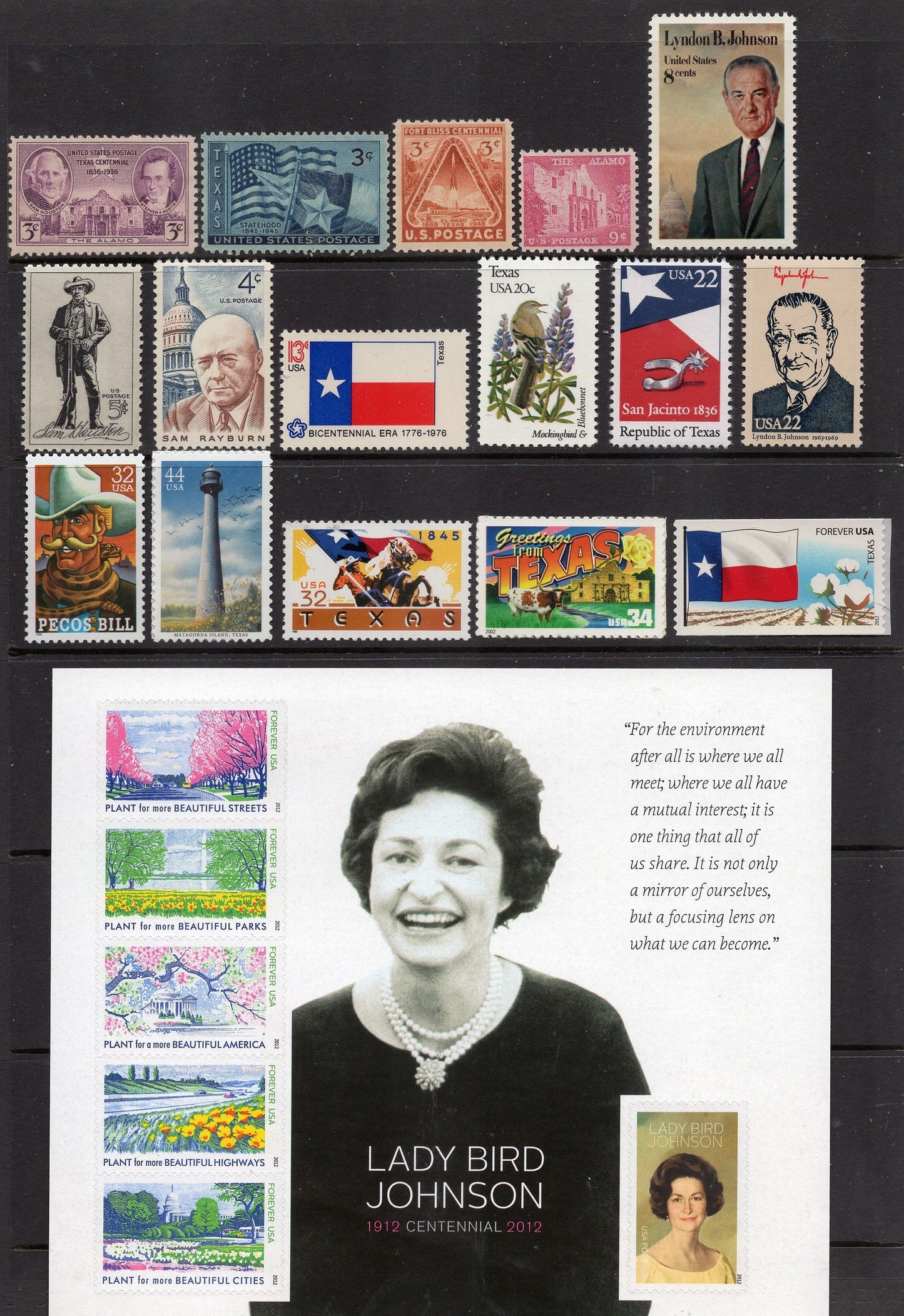 TEXAS THEMES Collection 22 Alamo Rayburn Houston LBJ Flags Spurs Lady Bird Fort Bliss Lighthouse Pecos