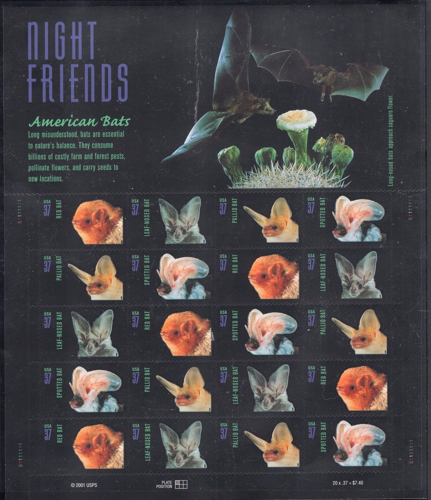 8 AMERICAN BATS (4 different x2) or DECORATIVE Sheet of 20