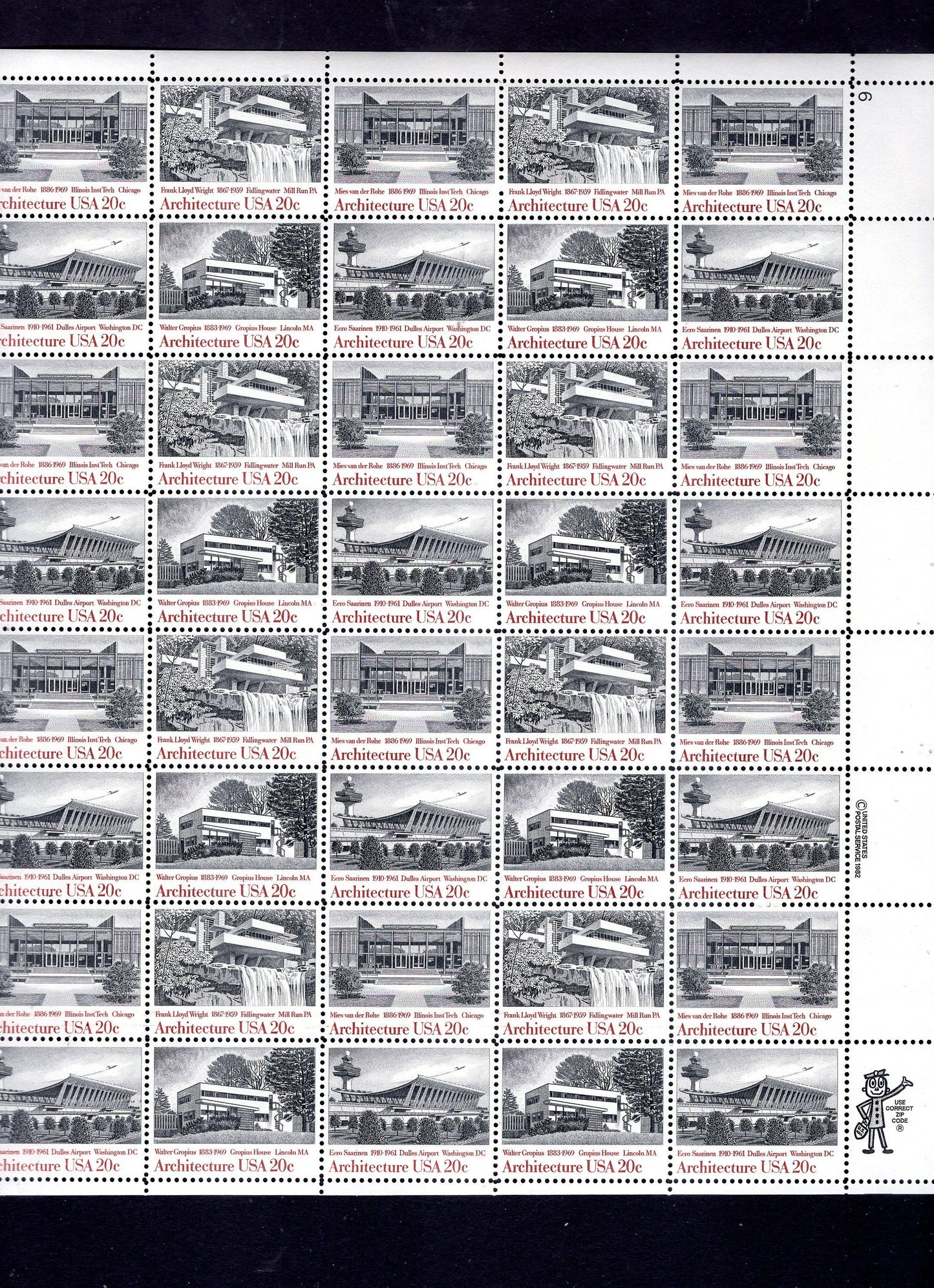 ARCHITECTURE inc WRIGHT's FALLINGWATER Complete Sheet w/ Gropius Saarinen van der Rohe