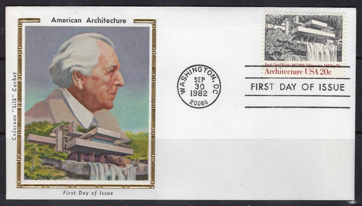 FALLINGWATER - FIRST DAY Cover Frank Lloyd Wright Architecture American - Silk Cachet