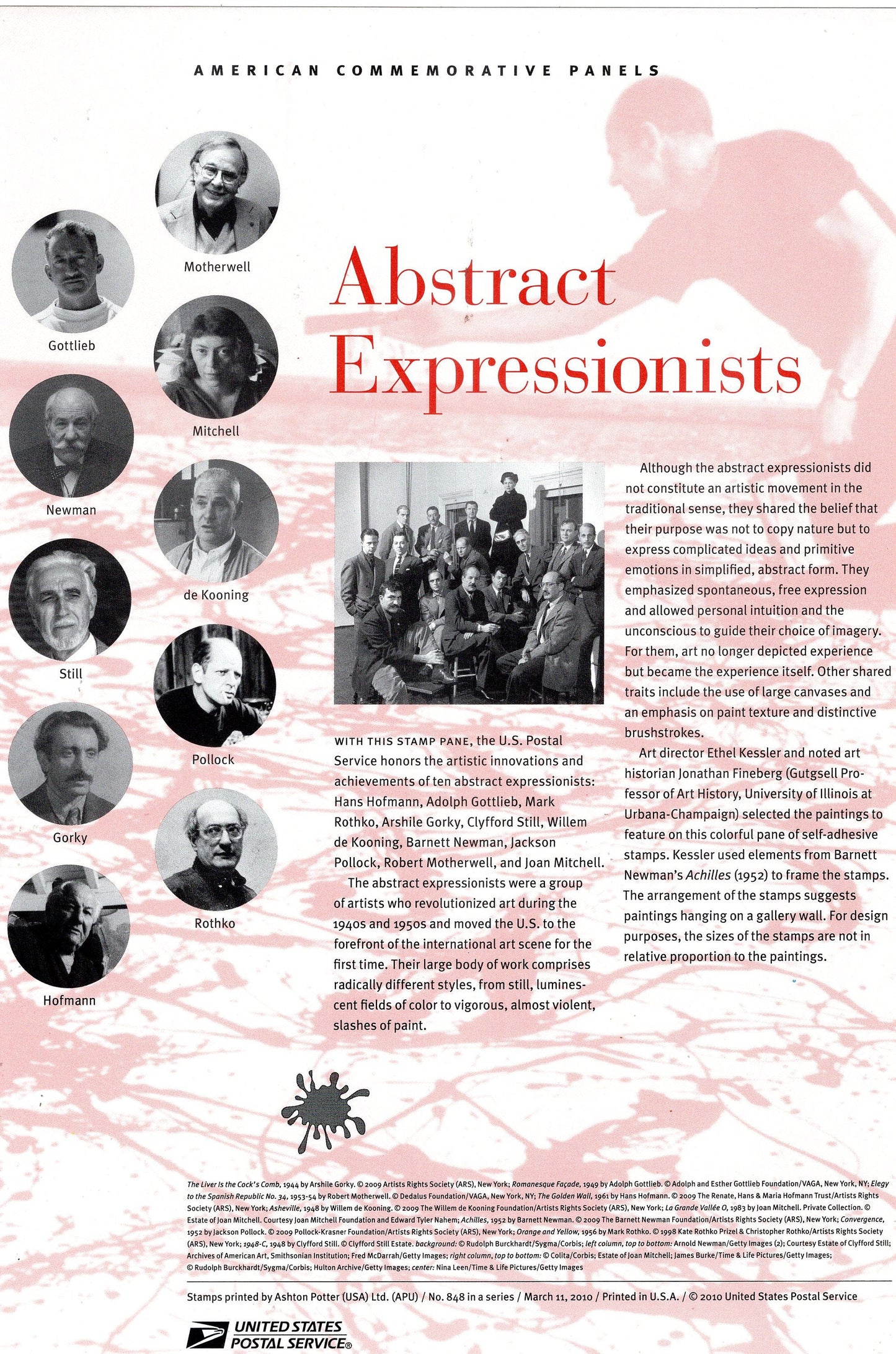ABSTRACT EXPRESSIONISTS Two Page Panel w/ Block of 4