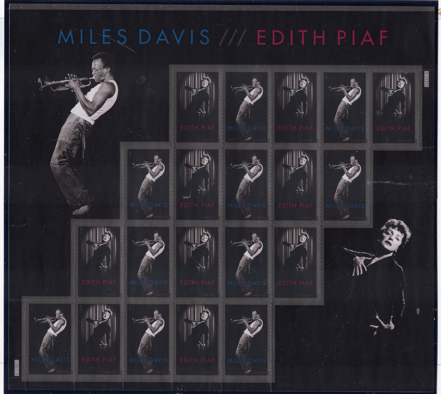 Singer EDITH PIAF + Trumpeter Jazz MILES Davis 20 (10 each) in a Special, Sheet