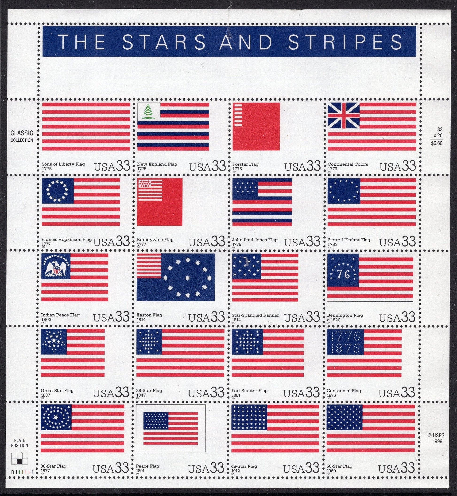 20 Different 33c FLAGS in Blocks