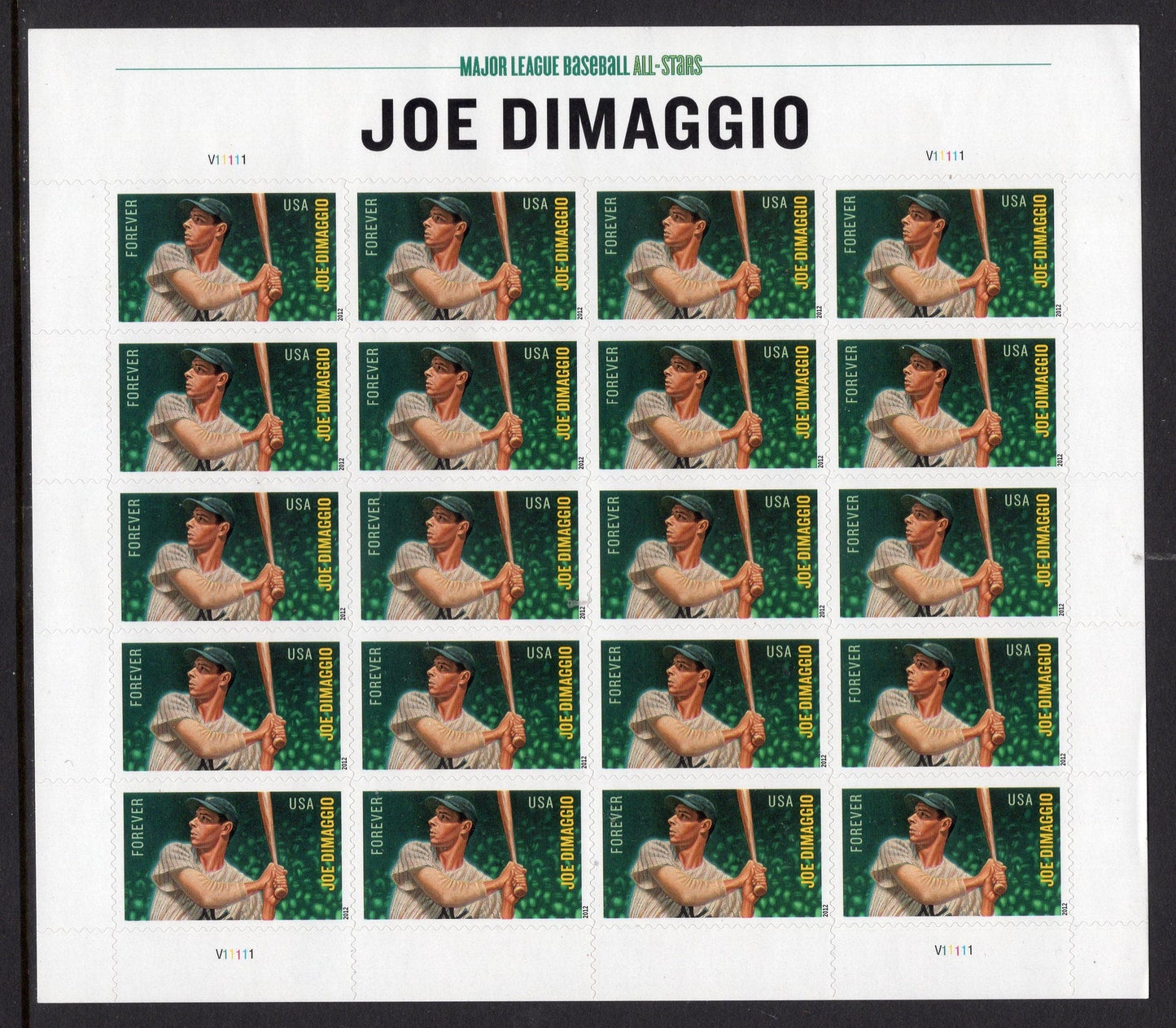JOE DiMAGGIO New York YANKEES Baseball All-Star Sheet of 20
