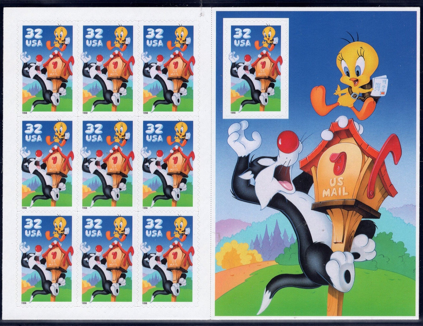 SYLVESTER & TWEETY Sheet of 10 LOONEY Tunes Mailbox