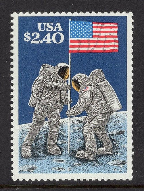 2 MAN on the MOON - Flag, Moonwalk High Value