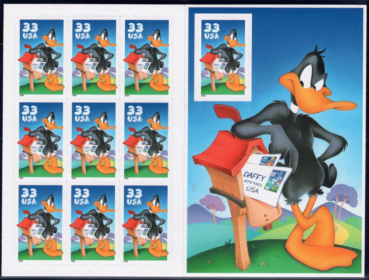 Daffy Duck Sheet of 10 Looney Tunes Mailbox