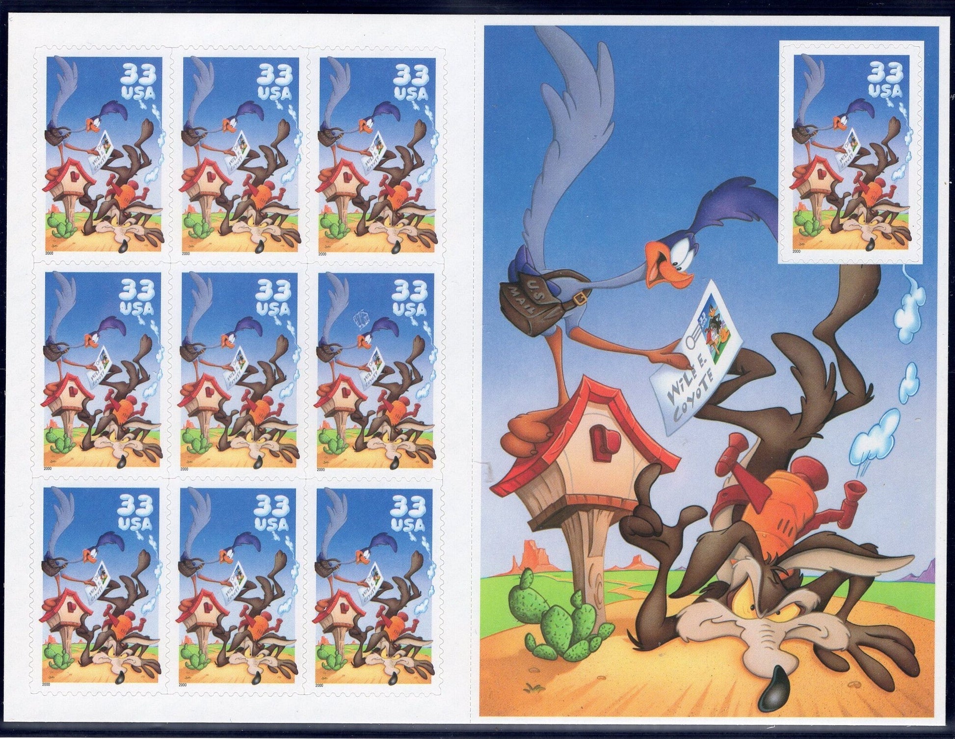 Road Runner Wile E Coyote Sheet of 10 Looney Tunes