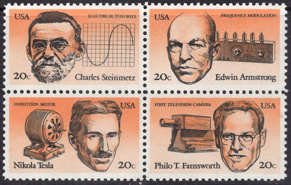 12 SCIENTISTS TESLA STEINMETZ Armstrong Television Camera