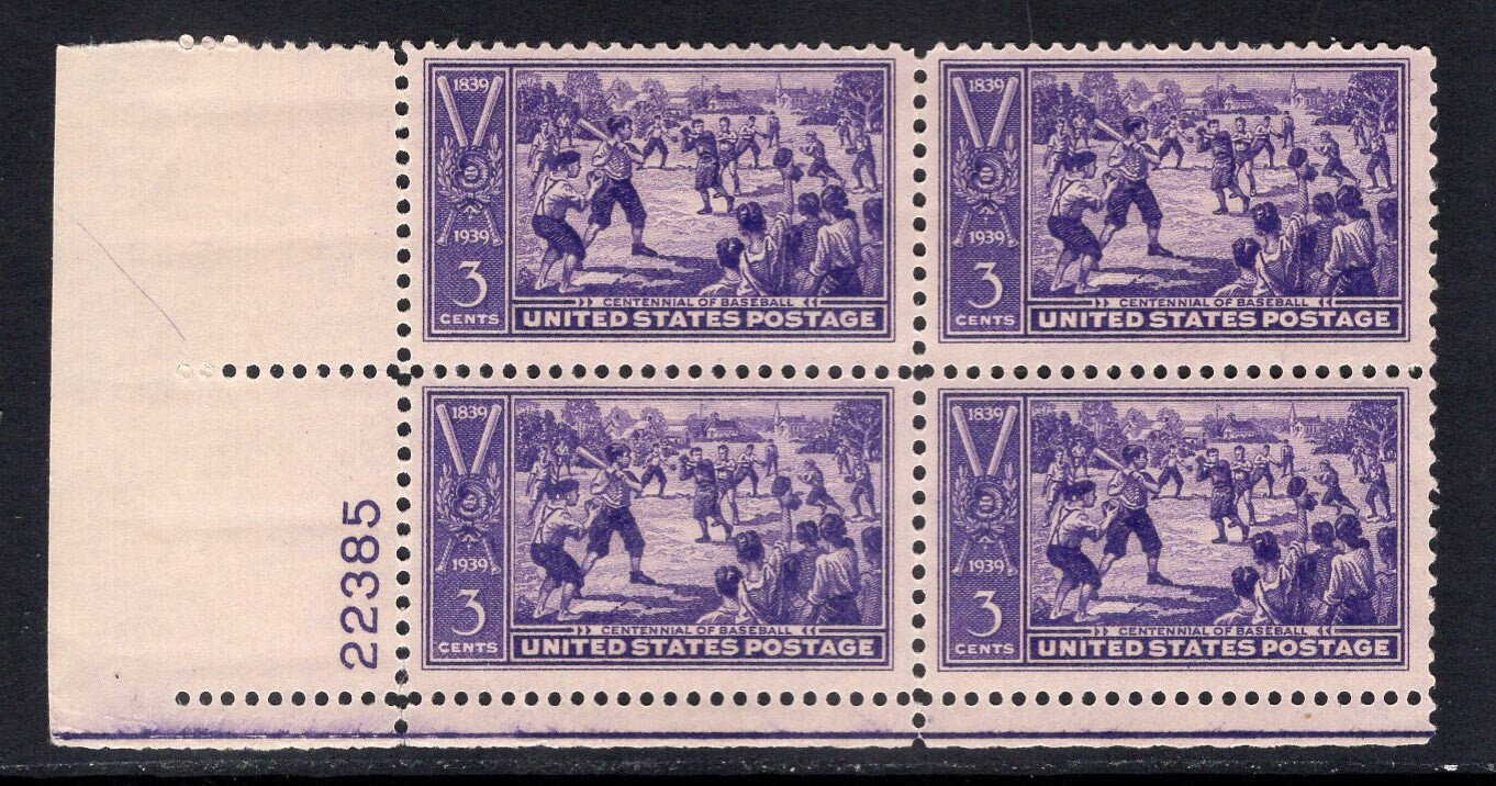 United States • Scott • 1 BASEBALL PLATE BLOCK of 4 • NH