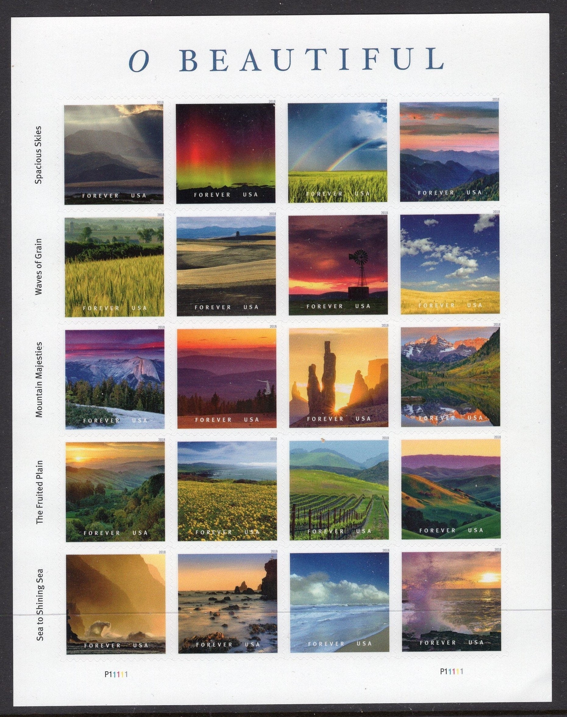 20 O' AMERICA Scenic Nature Forever in 1 Sheet