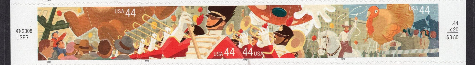 8 THANKSGIVING PARADE in Strip of 4 or 4 Singles