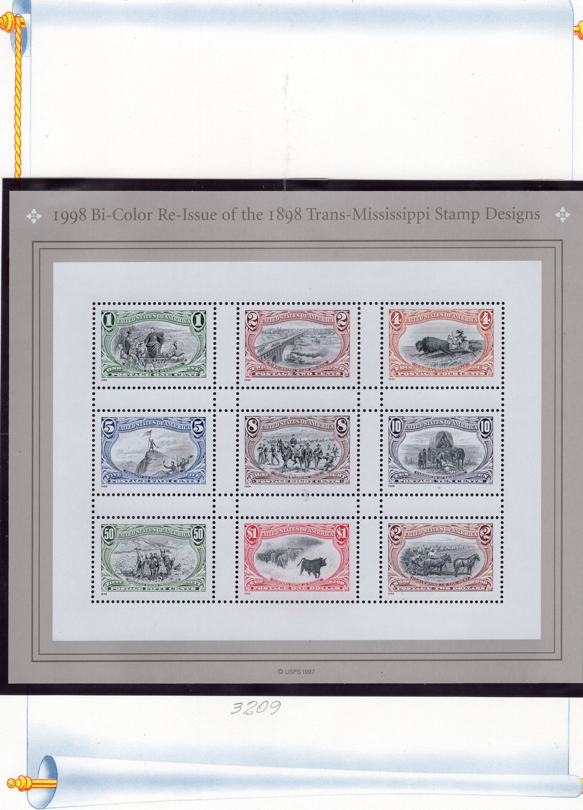 BI-COLOR MISSISSIPPI Sheet of 9 Reissue of 1898