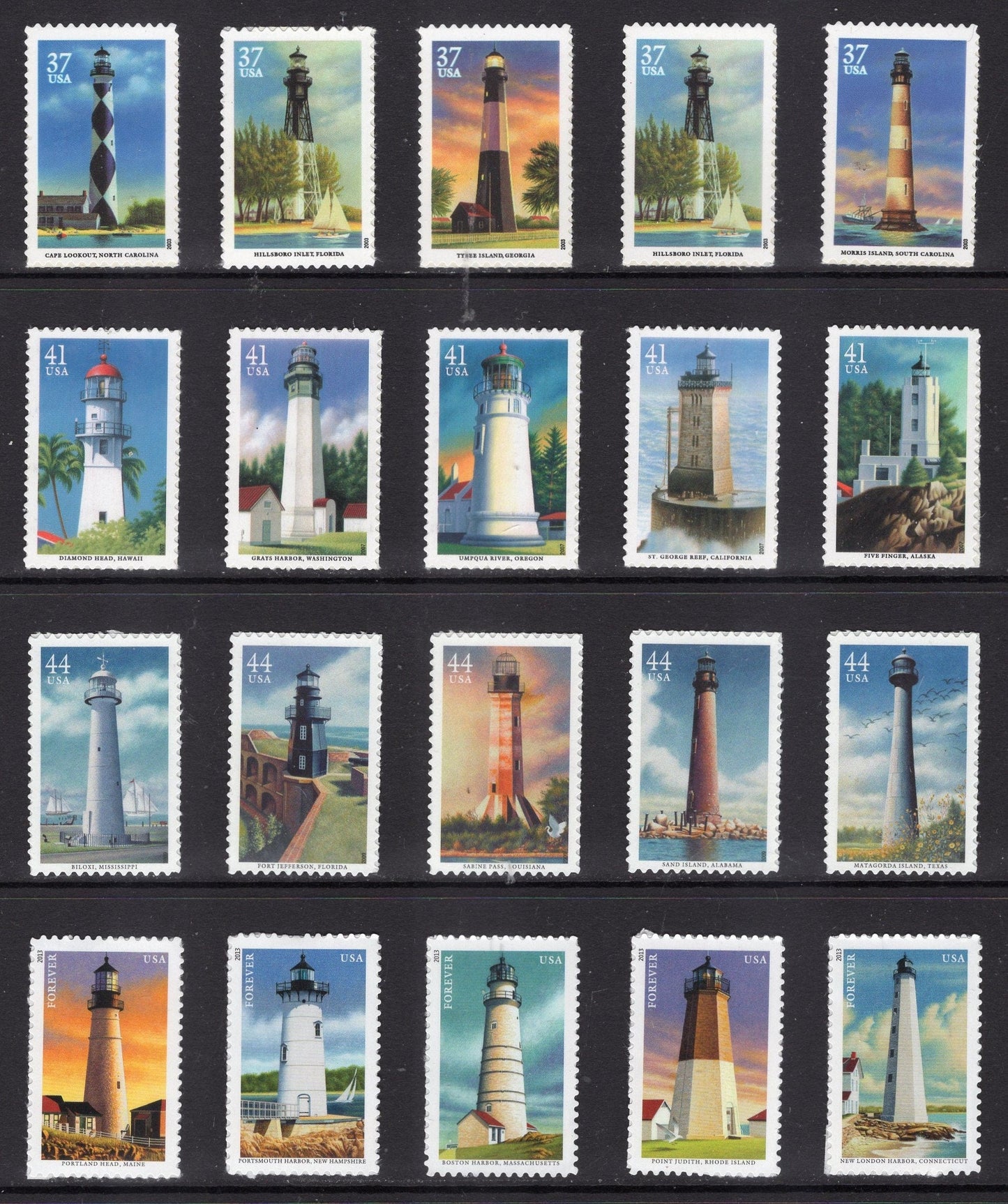 20v LIGHTHOUSE COLLECTION PO 20 37c 41c 44c Forever