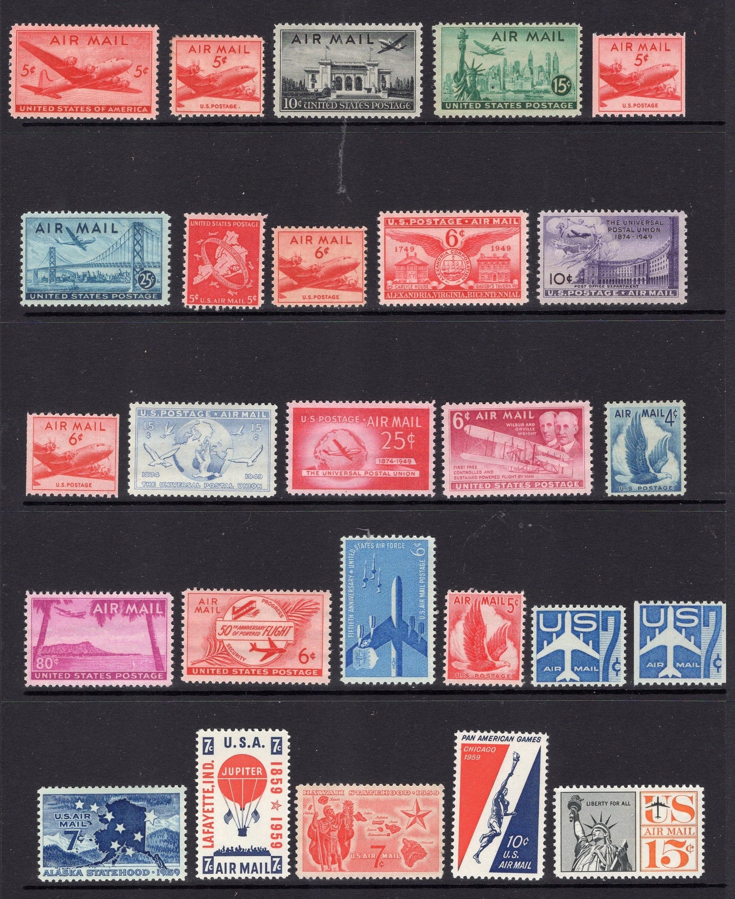 AIRPLANE AIRMAIL USA COMPLETE Collection of 26