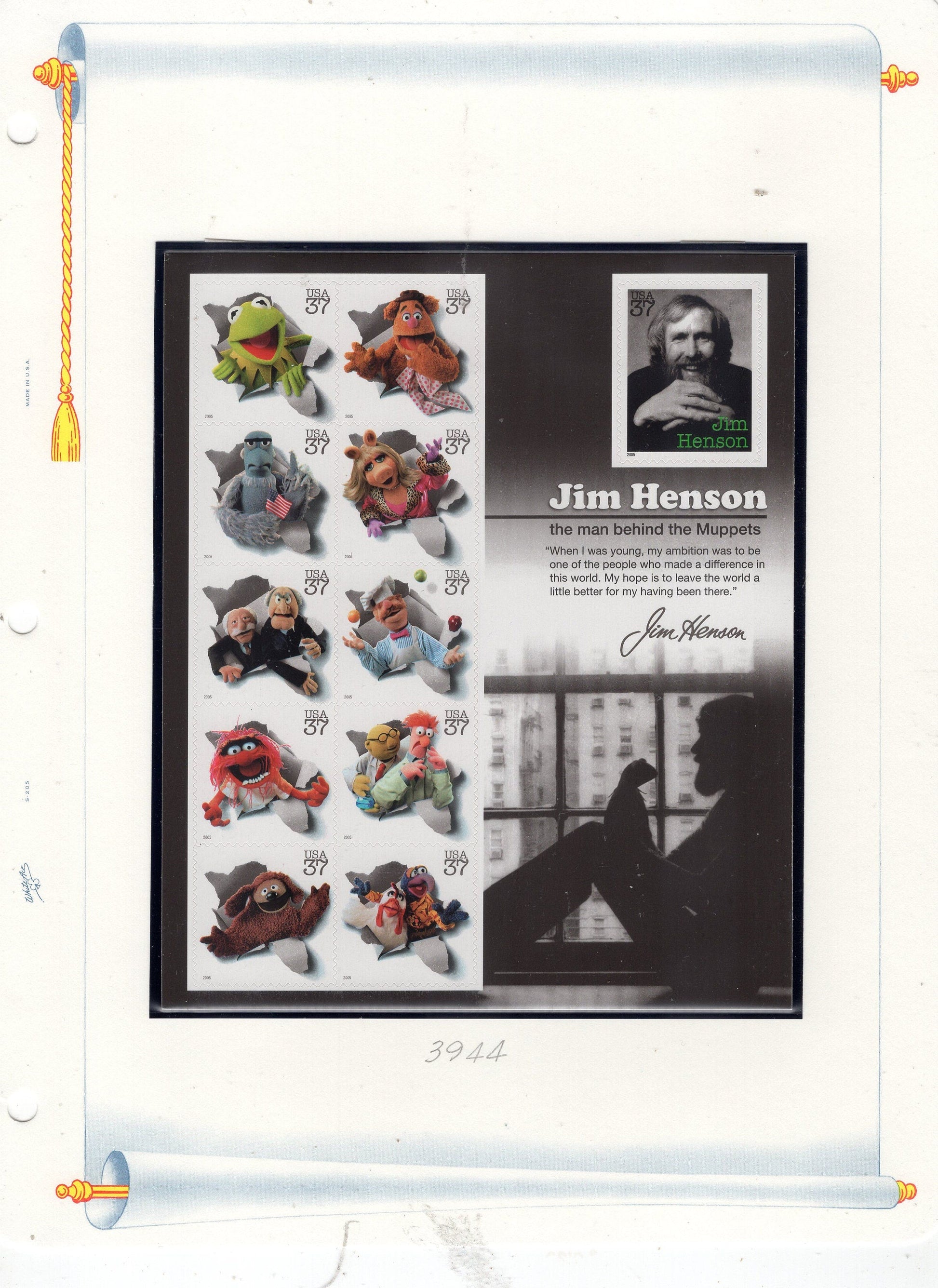 MUPPETS JIM HENSON Sheet of 11 Kermit Miss Piggy 37c