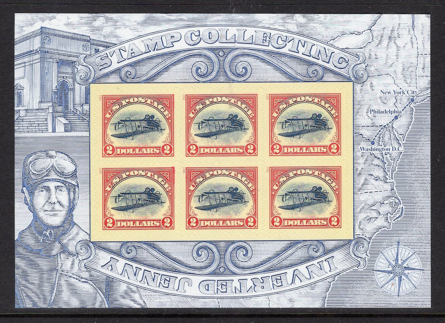 INVERTED JENNY SHEET of 6 Official Post Office Issued