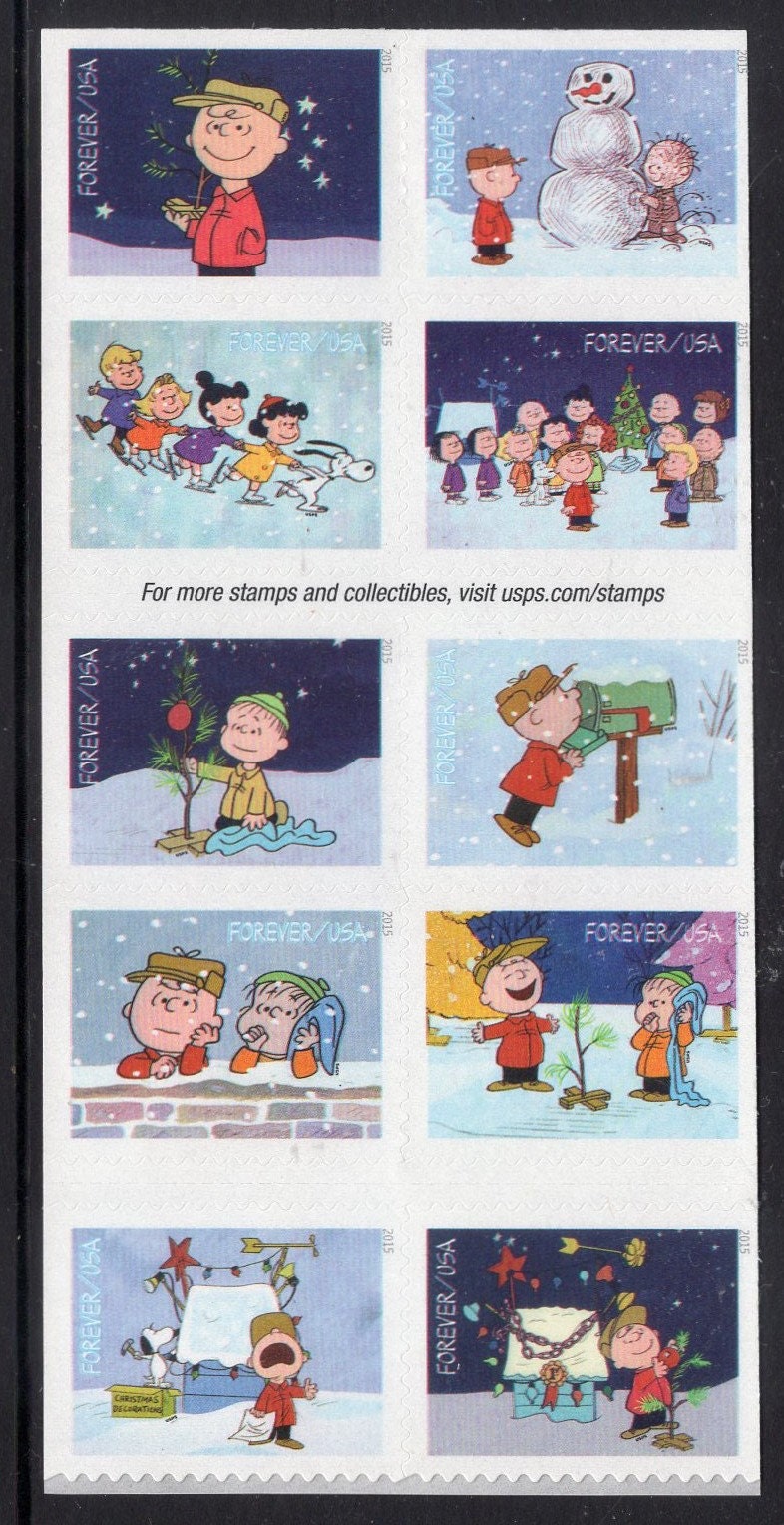 10 CHARLIE BROWN CHRISTMAS Different Peanuts in Block of 10
