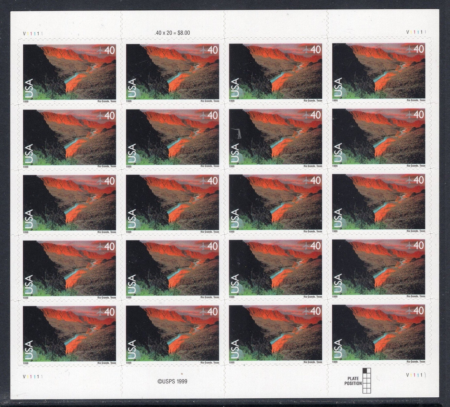 RIO GRANDE RIVER Sheet of 20 Scenic Landscapes