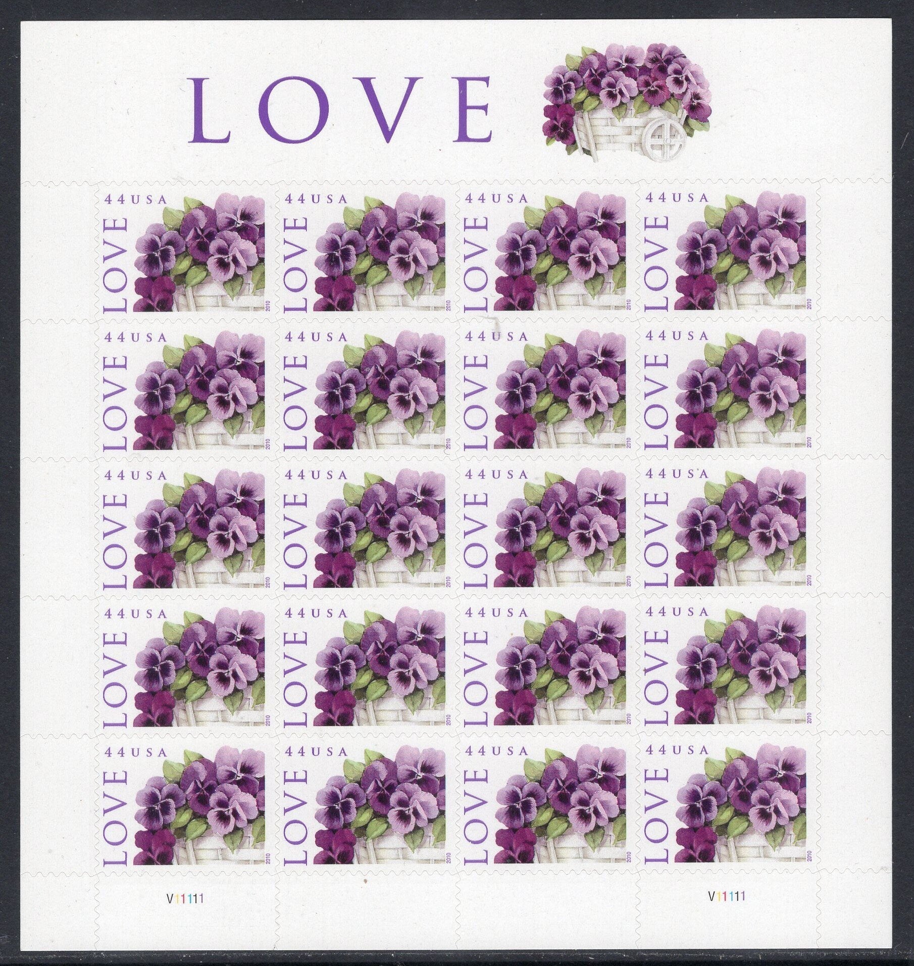 LOVE PANSIES in a BASKET Pansy Decorative Sheet of 20