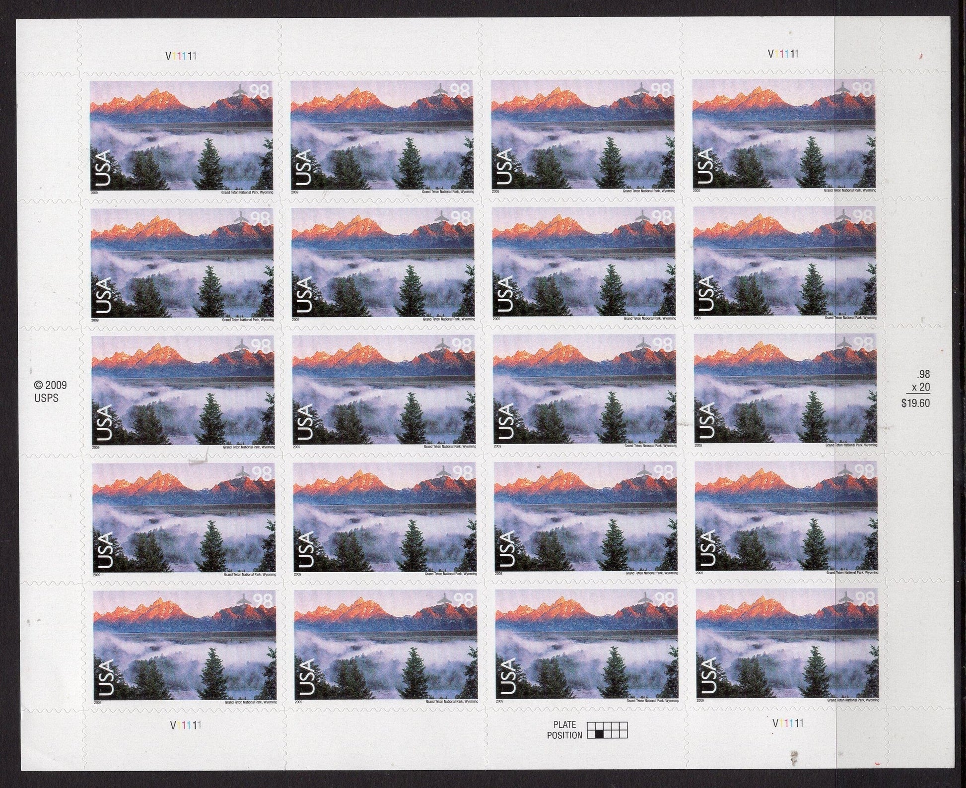 GRAND TETON PARK Wyoming Sheet of 20 Scenic Landscapes