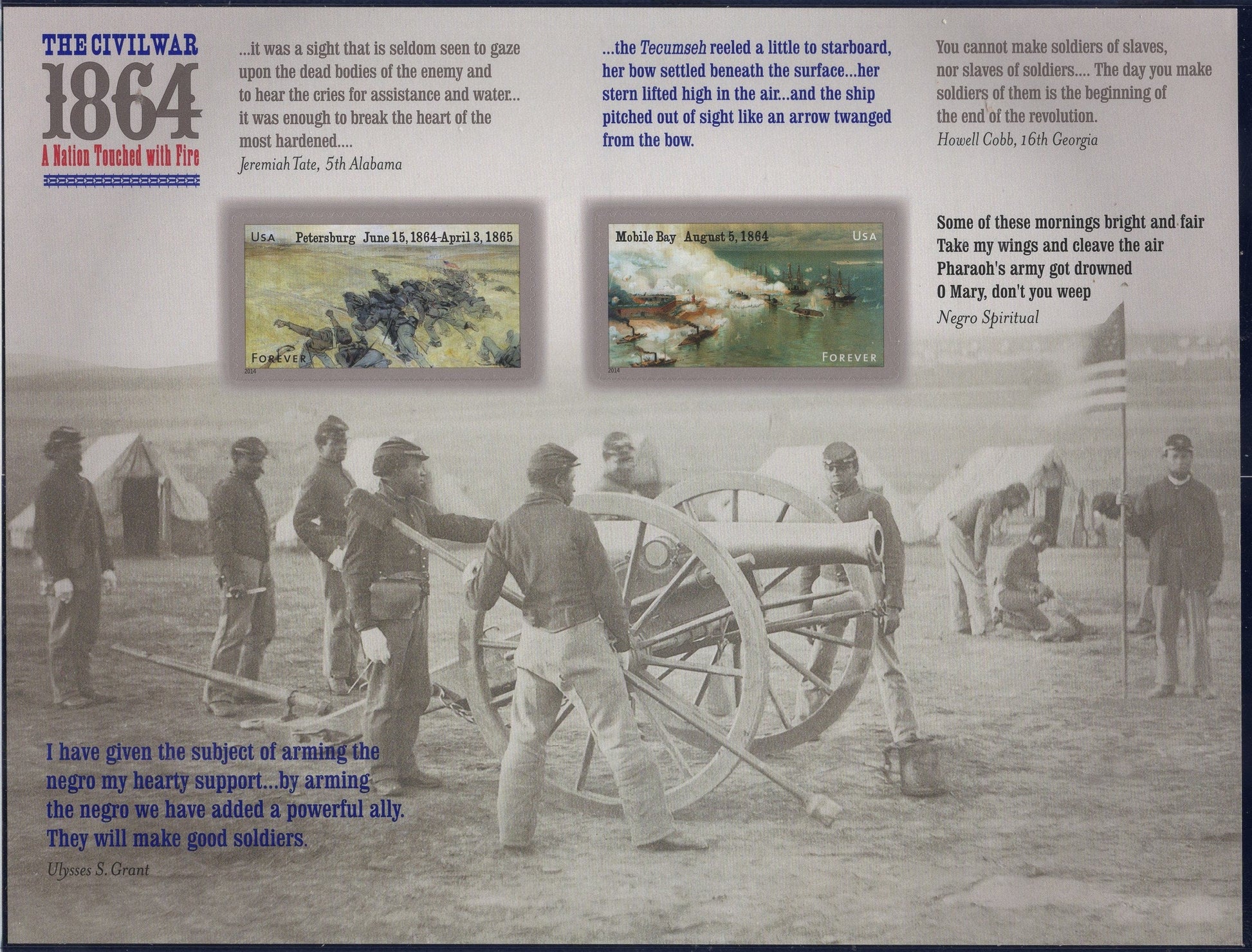 CIVIL WAR 1864 ANNIVERSARY Sheet of 12 Petersburg Battle Mobile Bay