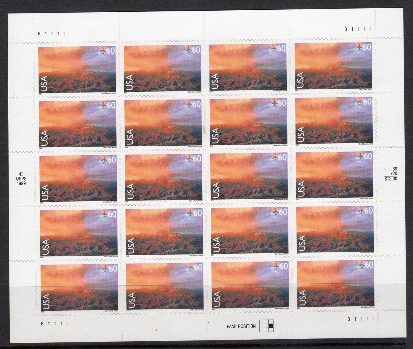 GRAND CANYON VIEW Sheet of 20 Scenic Landscape
