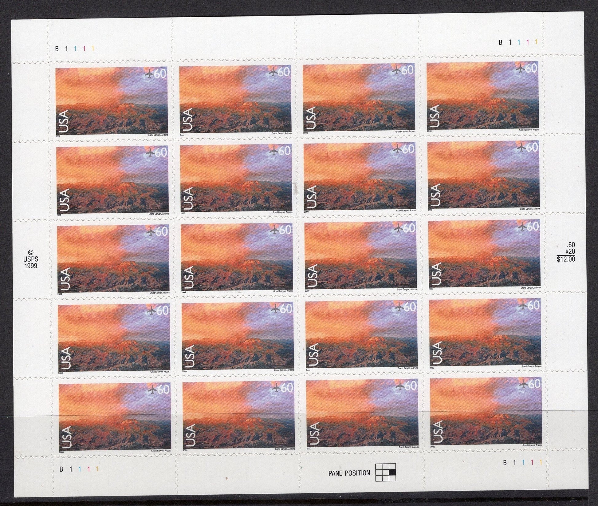 GRAND CANYON VIEW Sheet of 20 Scenic Landscape